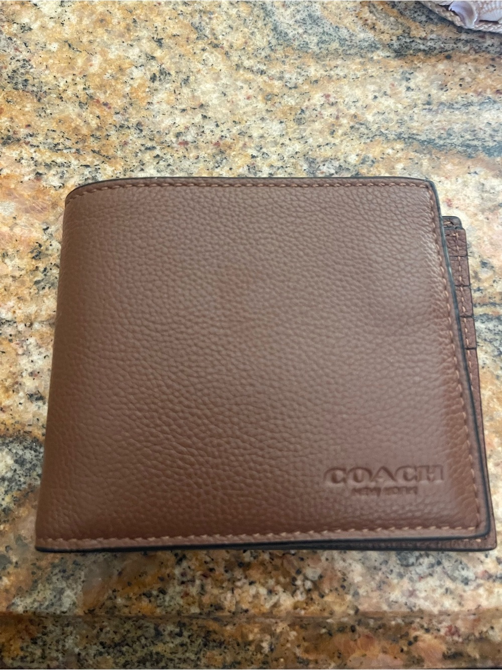 Coach Men's Pebble Leather Bifold Wallet in Brown
